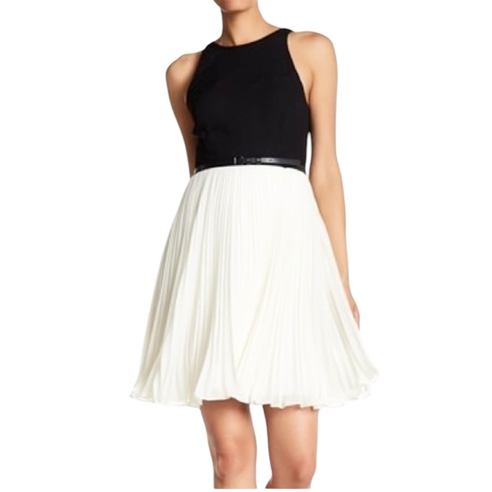 Halston Heritage Sleeveless Pleated Dress Autumn wedding guest dress